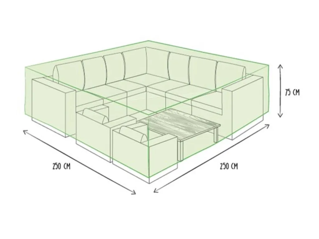 Protective cover for garden set, grey, square, 250 cm x 250 cm x 75 cm