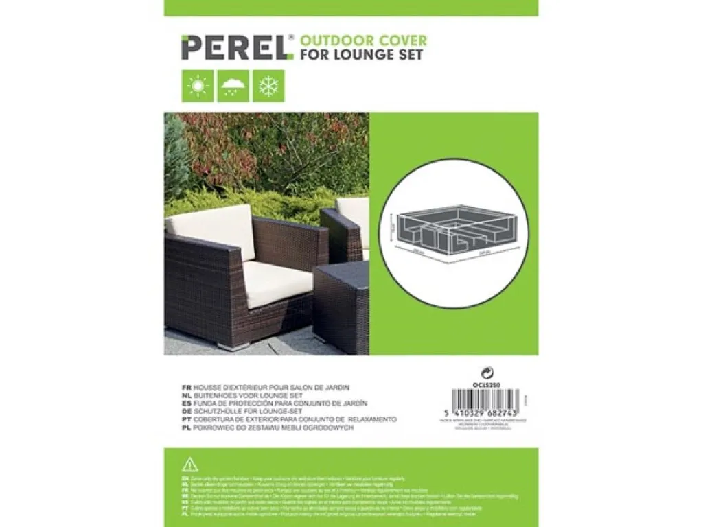 Protective cover for garden set, grey, square, 250 cm x 250 cm x 75 cm