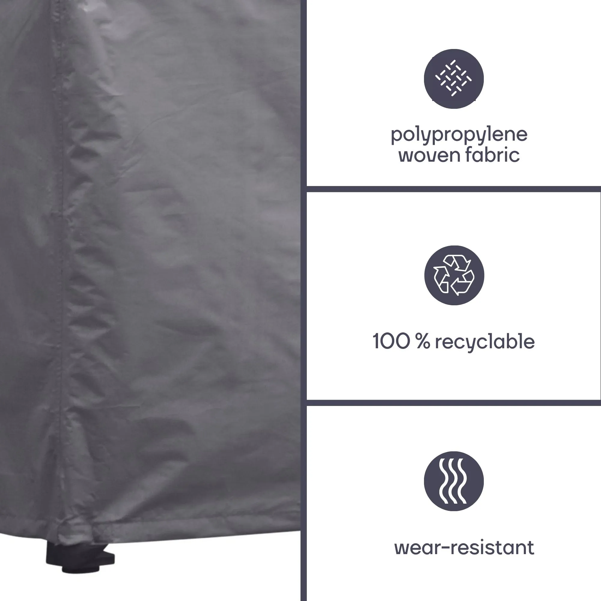 Protective cover for garden set, grey, square, 250 cm x 250 cm x 75 cm