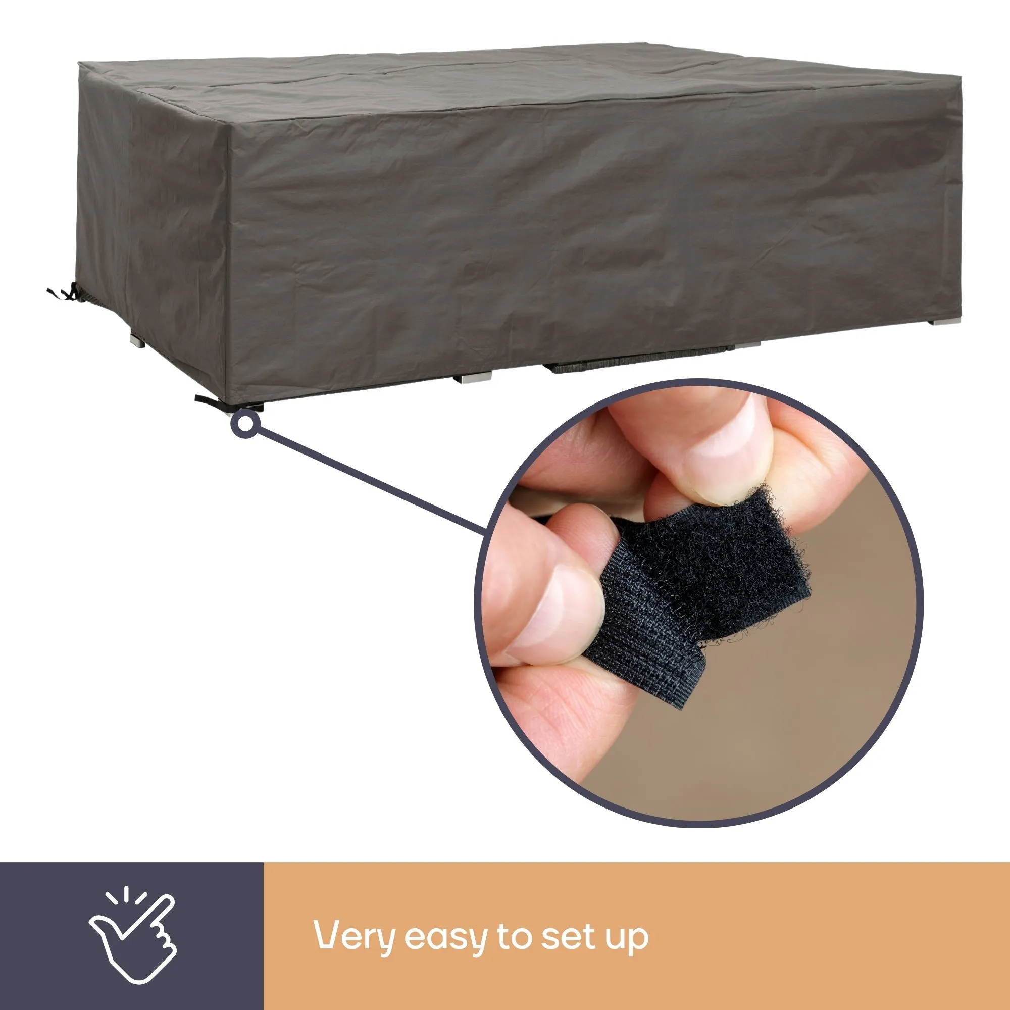 Protective cover for garden set, grey, square, 250 cm x 250 cm x 75 cm