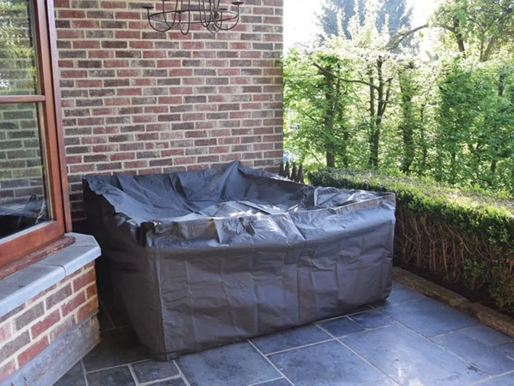 Protective cover for garden set, grey, square, 250 cm x 250 cm x 75 cm