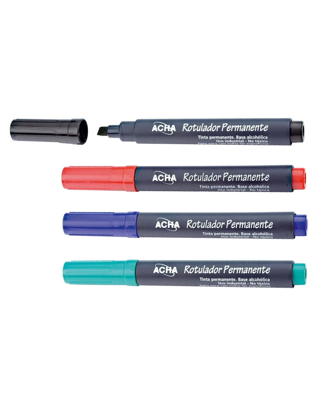 Rotulador de tinta permanente "ACHA". Medio-Punta cuadrada AZUL