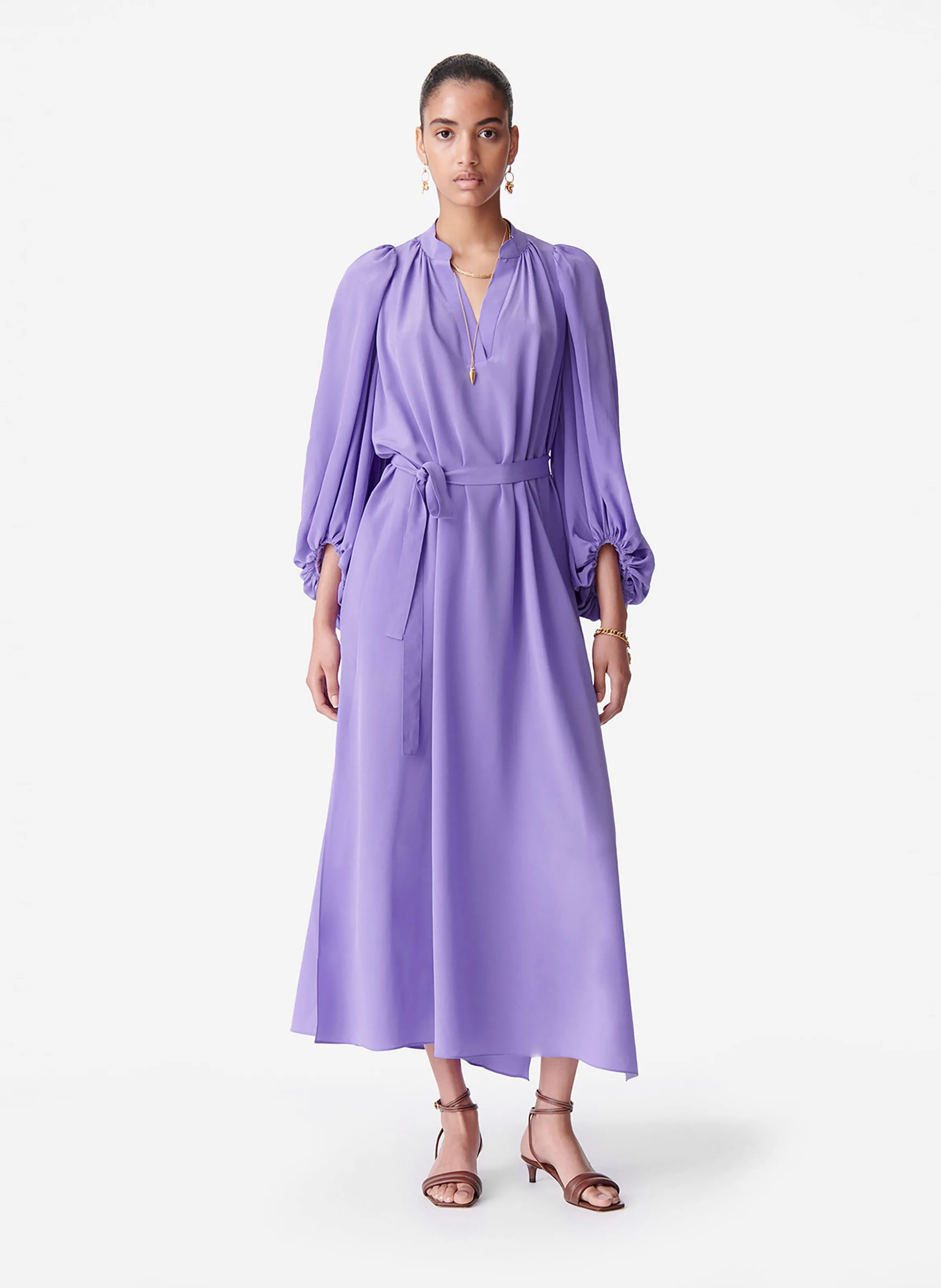 VANESSA BRUNO CANESSA - Vestido largo amplio y fluido de seda en violeta
