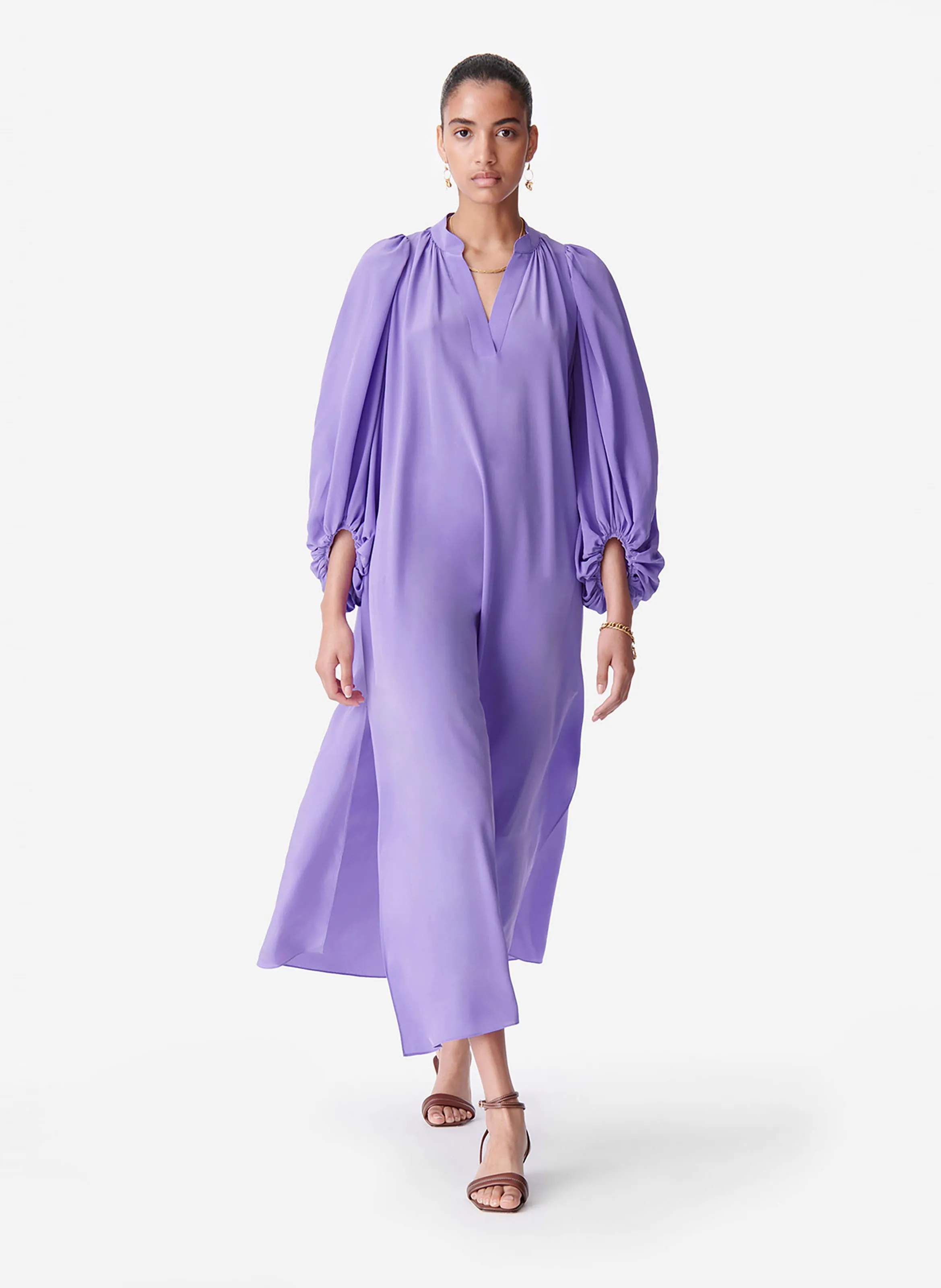 VANESSA BRUNO CANESSA - Vestido largo amplio y fluido de seda en violeta